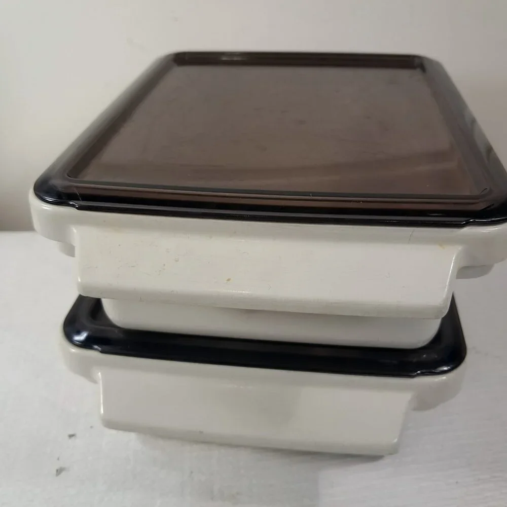 Vintage Litton Ware Conventional Oven‎ Microwave Lidded Cookware set 2 w/ lids